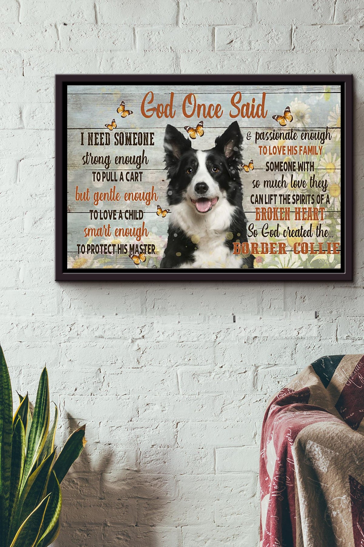 God Created The Best Dog Border Collie Poster n Framed Matte Canvas