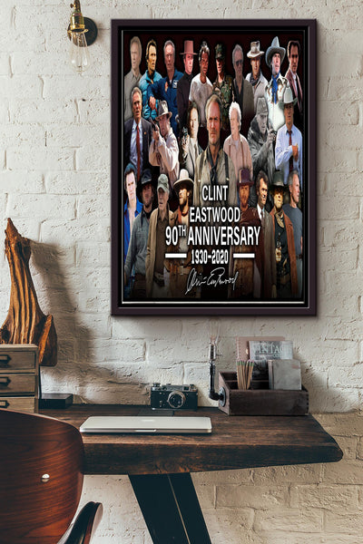 Clint Eastwood 90th Anniversary Poster Framed Matte Canvas