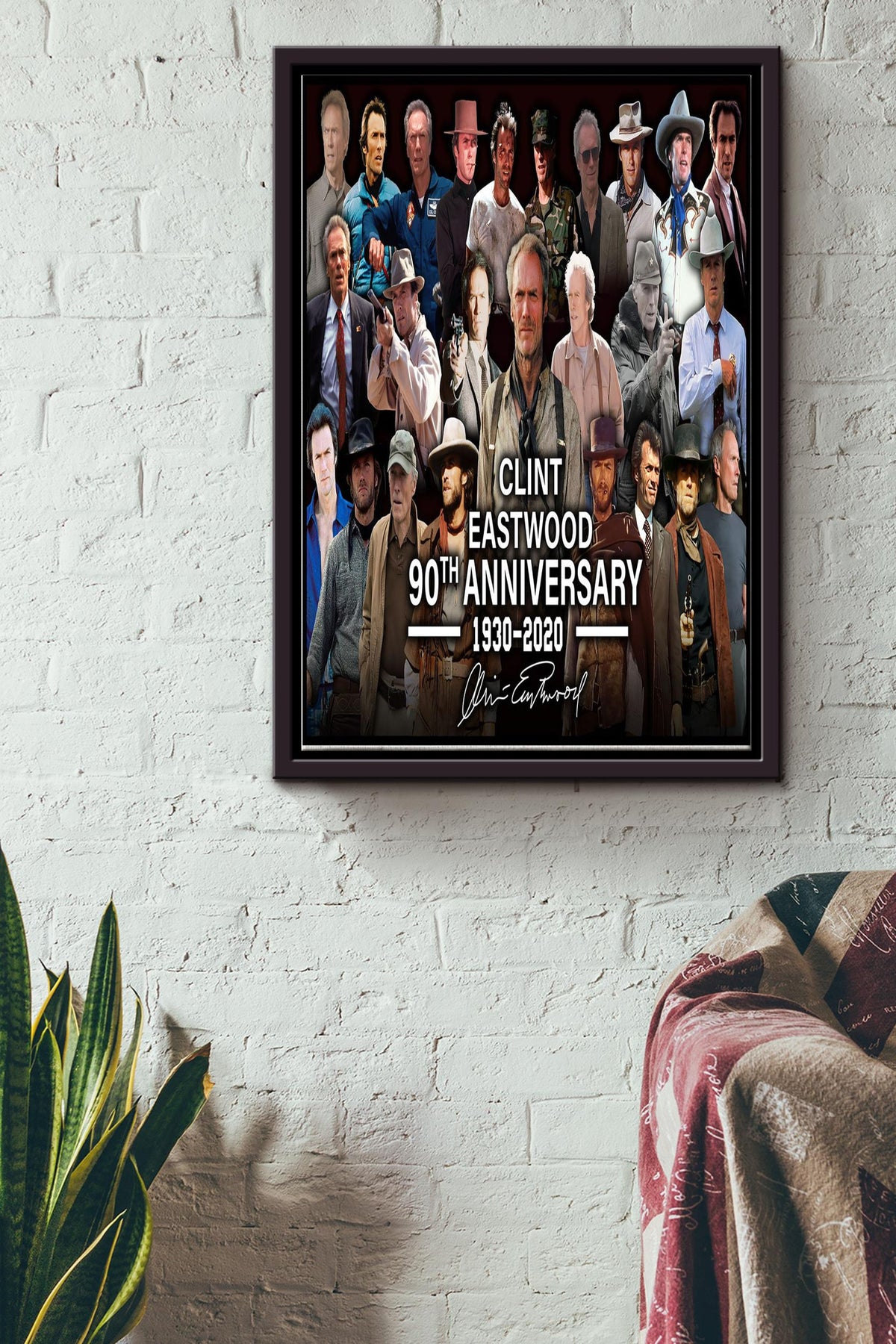 Clint Eastwood 90th Anniversary Poster Framed Matte Canvas