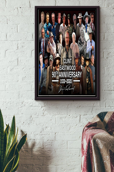 Clint Eastwood 90th Anniversary Poster Framed Matte Canvas