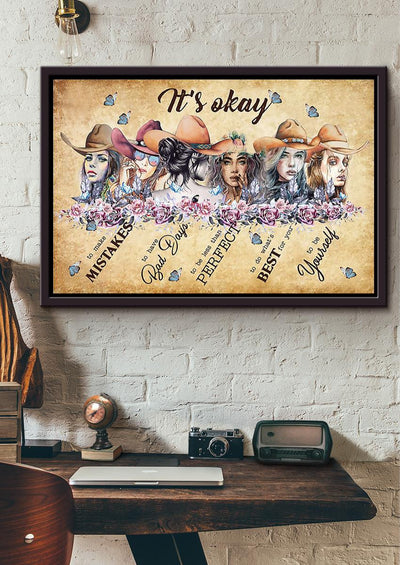 Cowgirl It's Okay To Not Be Okay Motivation Quote Wall Art For Home Decor Housewarming 02 Framed Prints, Canvas