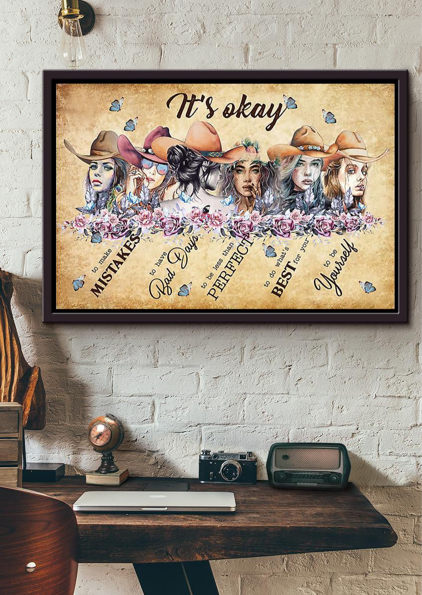 Cowgirl It's Okay To Not Be Okay Motivation Quote Wall Art For Home Decor Housewarming 02 Framed Prints, Canvas
