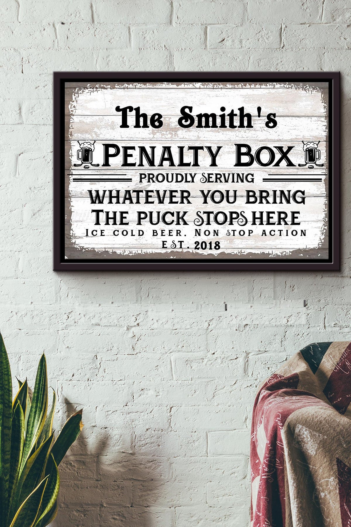 Ice Hockey Penalty Box Proudly Serving Whatever You Bring The Puck Stops Here Poster n Framed Matte Canvas