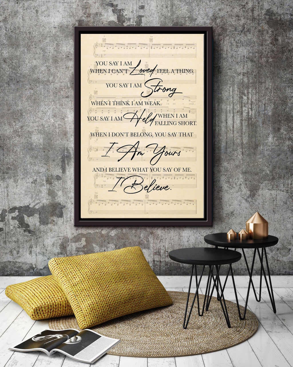 I'm Yours Loving Letter Song Lyric Wall Art Gift For Valentine Wedding Anniversary Framed Canvas Framed Prints, Canvas
