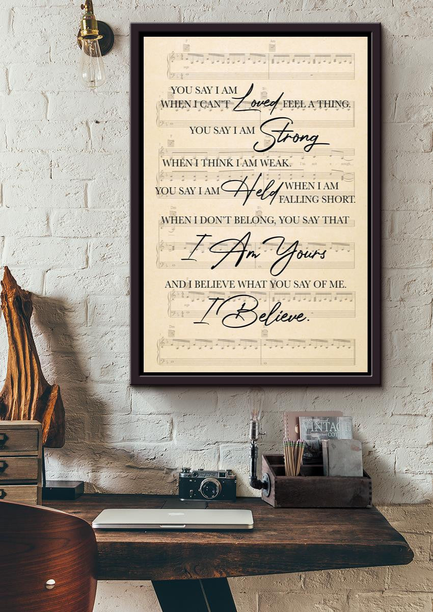 I'm Yours Loving Letter Song Lyric Wall Art Gift For Valentine Wedding Anniversary Framed Canvas Framed Prints, Canvas