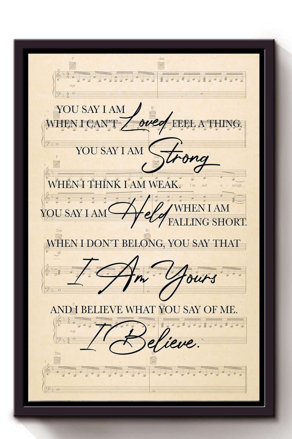 I'm Yours Loving Letter Song Lyric Wall Art Gift For Valentine Wedding Anniversary Framed Canvas Framed Prints, Canvas