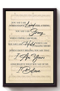 I'm Yours Loving Letter Song Lyric Wall Art Gift For Valentine Wedding Anniversary Framed Canvas Framed Prints, Canvas