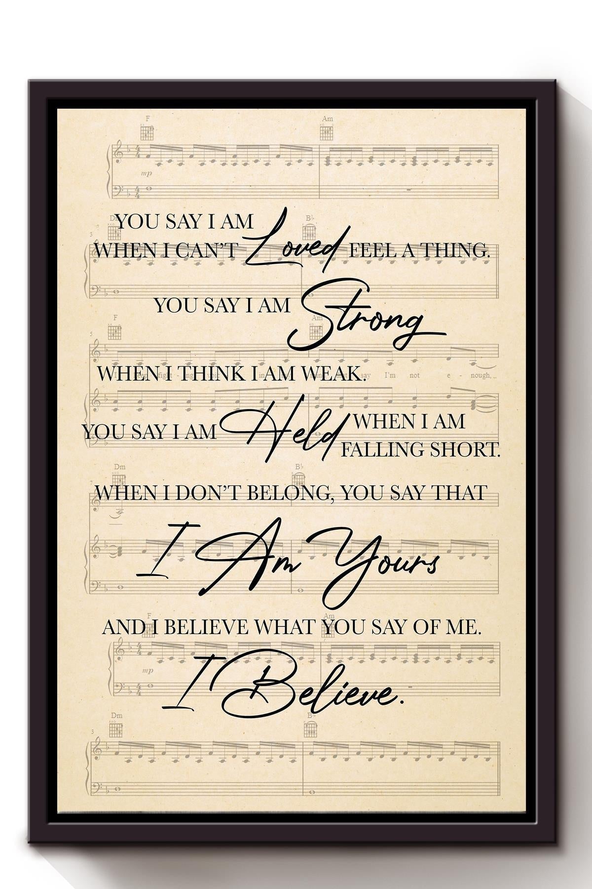 I'm Yours Loving Letter Song Lyric Wall Art Gift For Valentine Wedding Anniversary Framed Canvas Framed Prints, Canvas