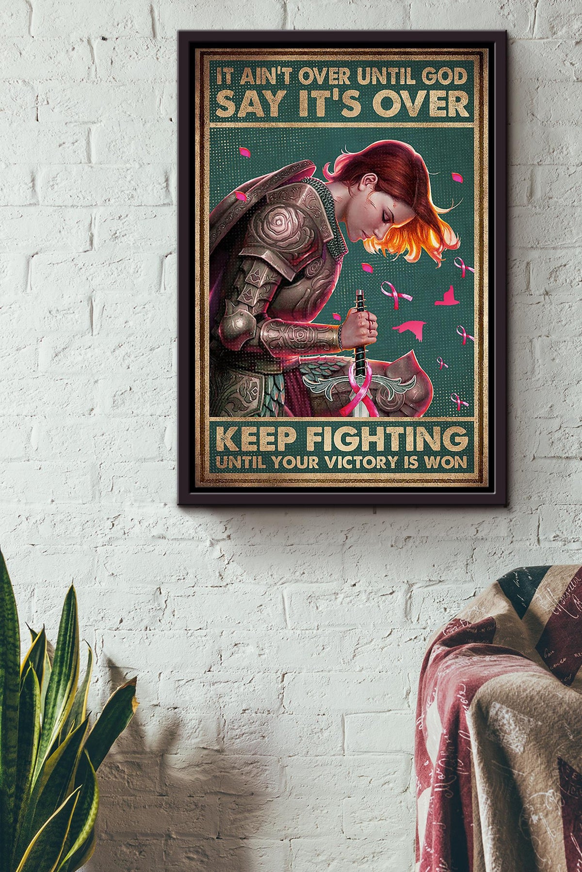 Keep Fighting Motivation Wall Art Breast Cancer Warrior Breast Cancer Is A Journey Triple Negative Breast Cancer Gift For The Breast Cancer Awareness Month Framed Canvas Framed Prints, Canvas