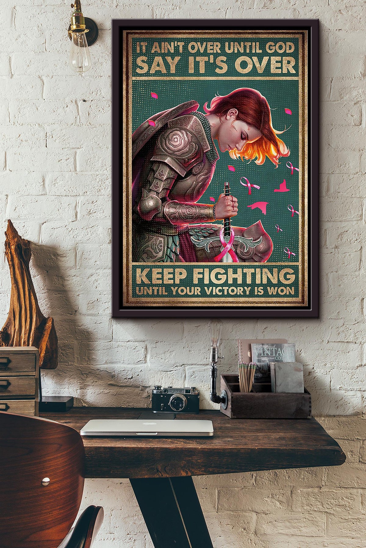 Keep Fighting Motivation Wall Art Breast Cancer Warrior Breast Cancer Is A Journey Triple Negative Breast Cancer Gift For The Breast Cancer Awareness Month Framed Canvas Framed Prints, Canvas