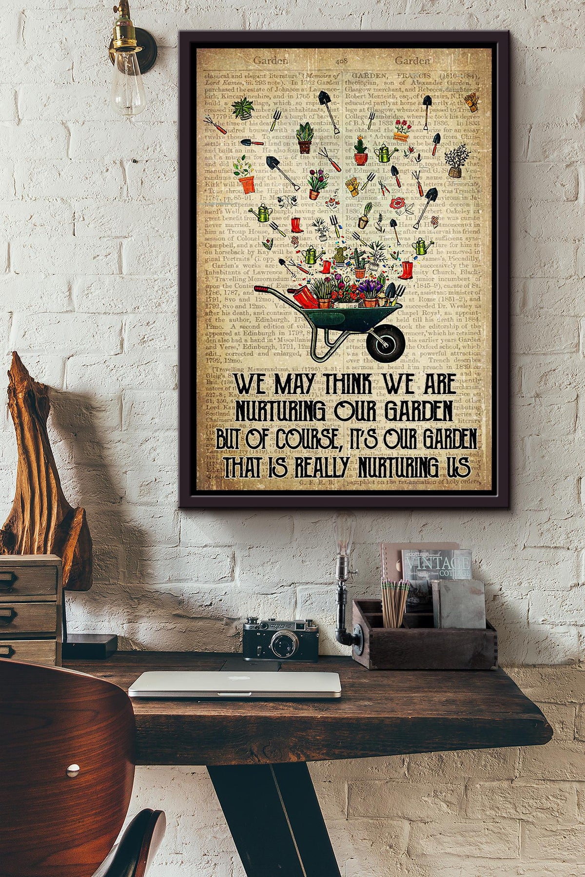 Garden Quotes Floral Wall Art Gift For Florist Flower Shop Farmhouse Decor Housewarming Framed Canvas Framed Prints, Canvas