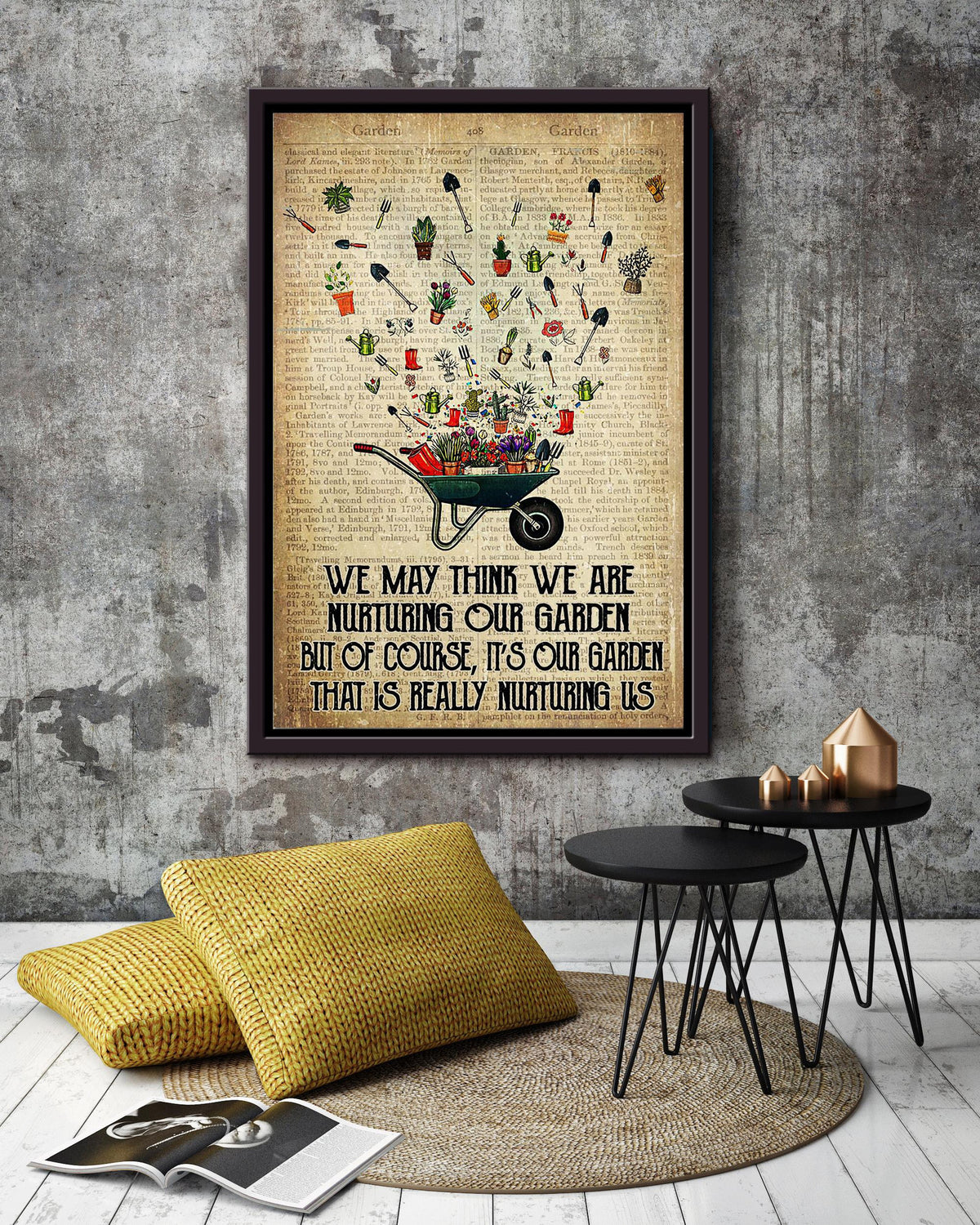 Garden Quotes Floral Wall Art Gift For Florist Flower Shop Farmhouse Decor Housewarming Framed Canvas Framed Prints, Canvas