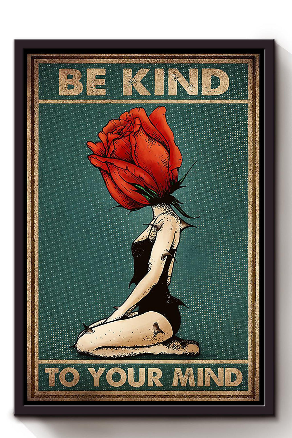 Be Kind To Your Mind Self Help Wall Art Motivation Gift For Girl Therapist Flowers Lover Home Decor Framed Canvas Framed Prints, Canvas