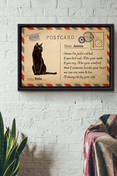 Cute Black Cat Always Be By Your Side Poster n Framed Matte Canvas