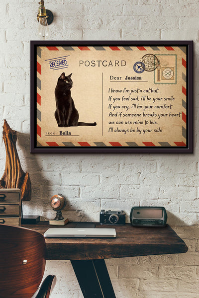 Cute Black Cat Always Be By Your Side Poster n Framed Matte Canvas