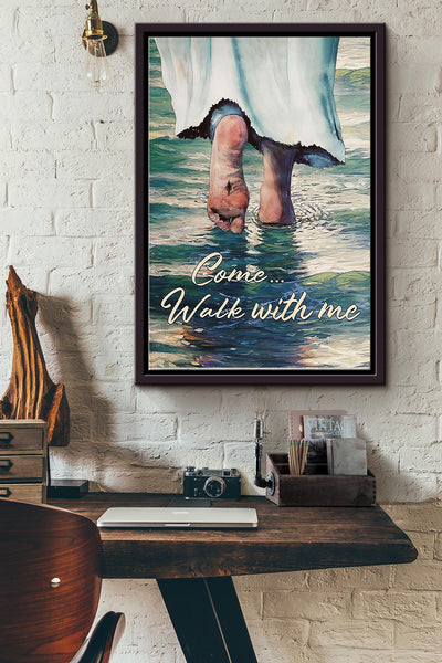 Come Walk With Me Jesus Christan Poster Framed Matte Canvas