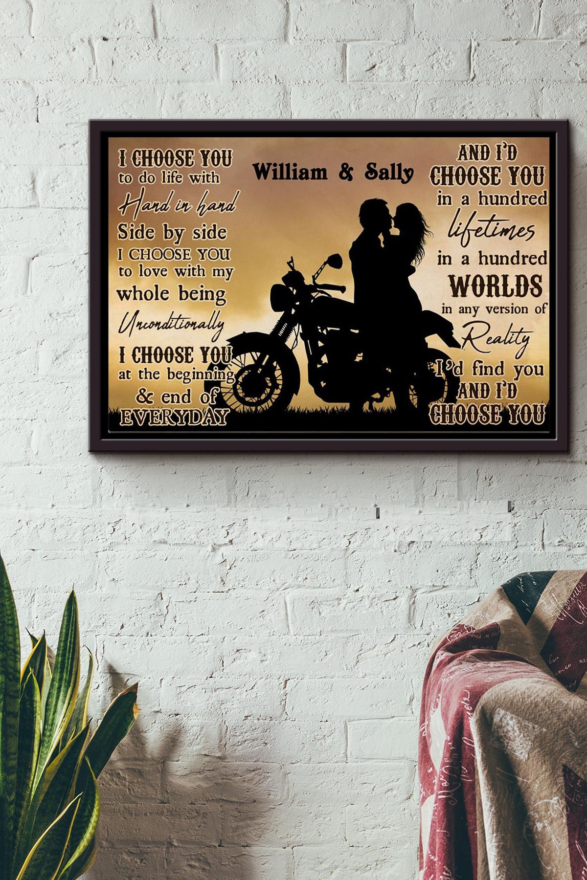 Motorcyling Silhouette I Choose You Poster n Framed Matte Canvas