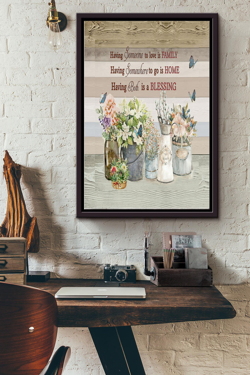 Having Someone To Love Poster - Flower Wall Art - Gift For Housewarming, Home Decor, Flower Lover Framed Matte Canvas Framed Prints, Canvas