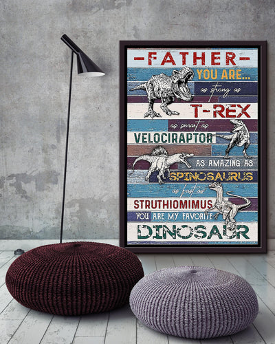 Dinosaur Father Thankful Quote From Children To Dad Gift For Father's Day Framed Canvas