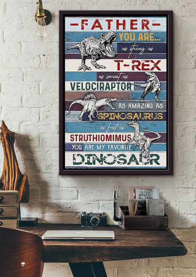 Dinosaur Father Thankful Quote From Children To Dad Gift For Father's Day Framed Canvas