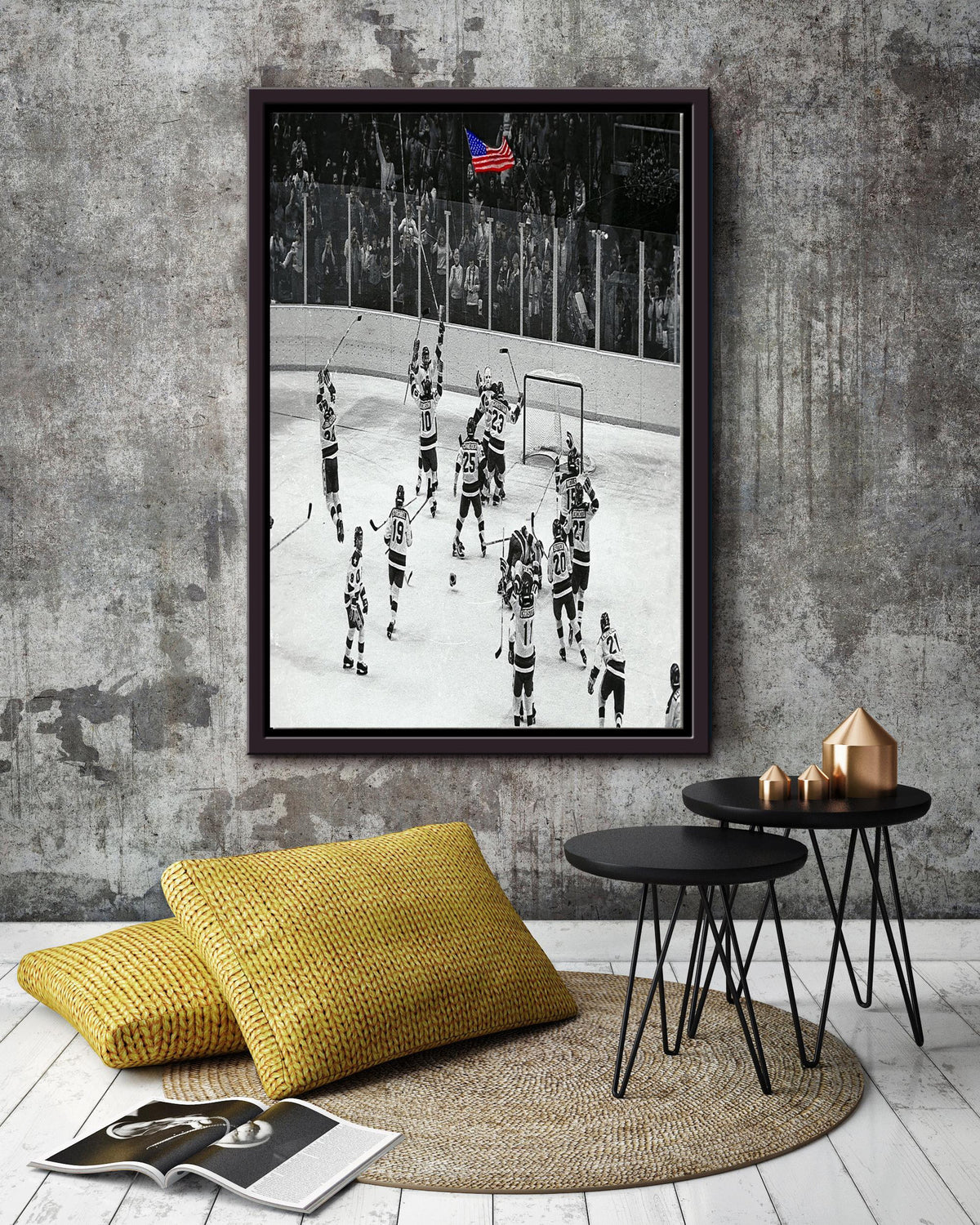 Miracle On Ice Hockey Sport Wall Art Gift For Field Hockey Fan, Ice Hockey Player Framed Canvas Framed Prints, Canvas
