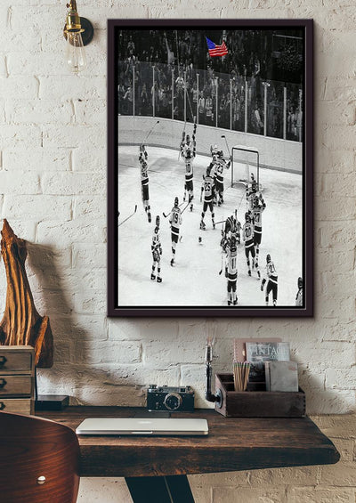 Miracle On Ice Hockey Sport Wall Art Gift For Field Hockey Fan, Ice Hockey Player Framed Canvas Framed Prints, Canvas