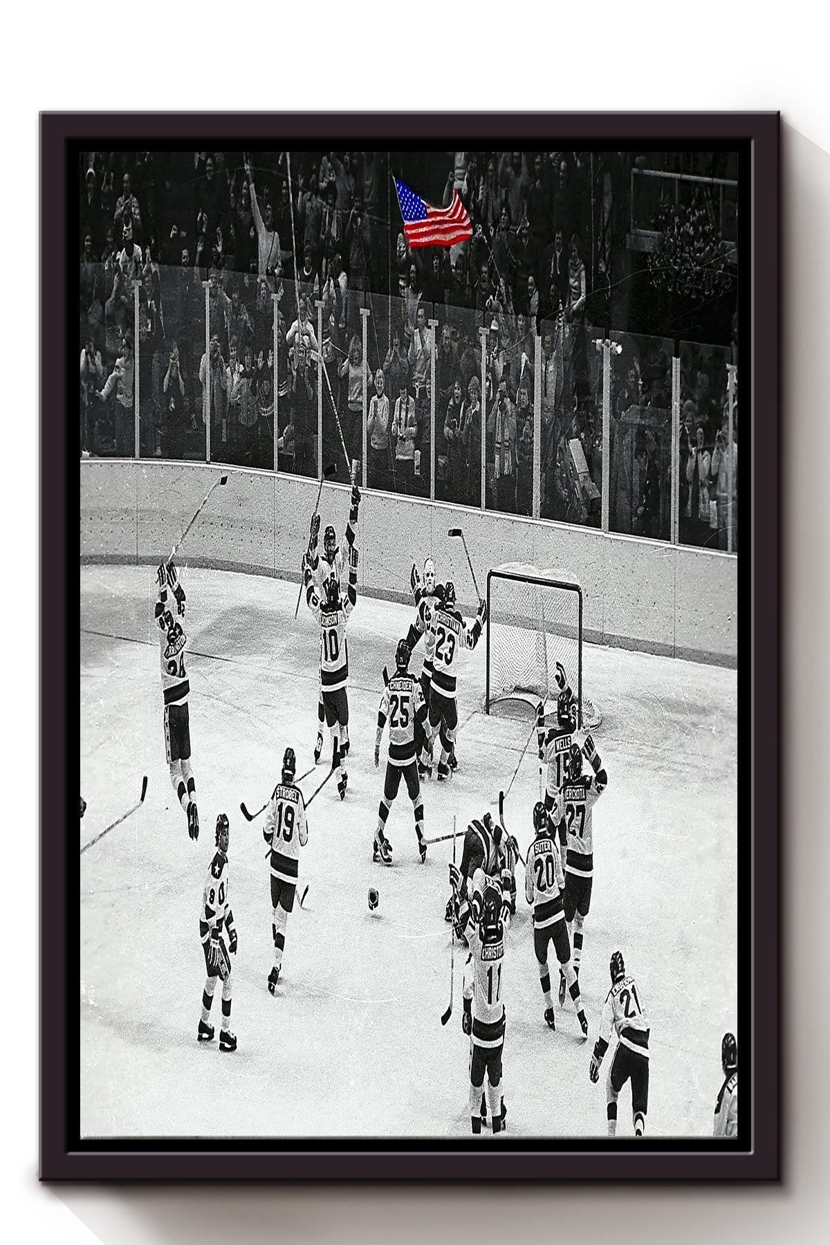 Miracle On Ice Hockey Sport Wall Art Gift For Field Hockey Fan, Ice Hockey Player Framed Canvas Framed Prints, Canvas