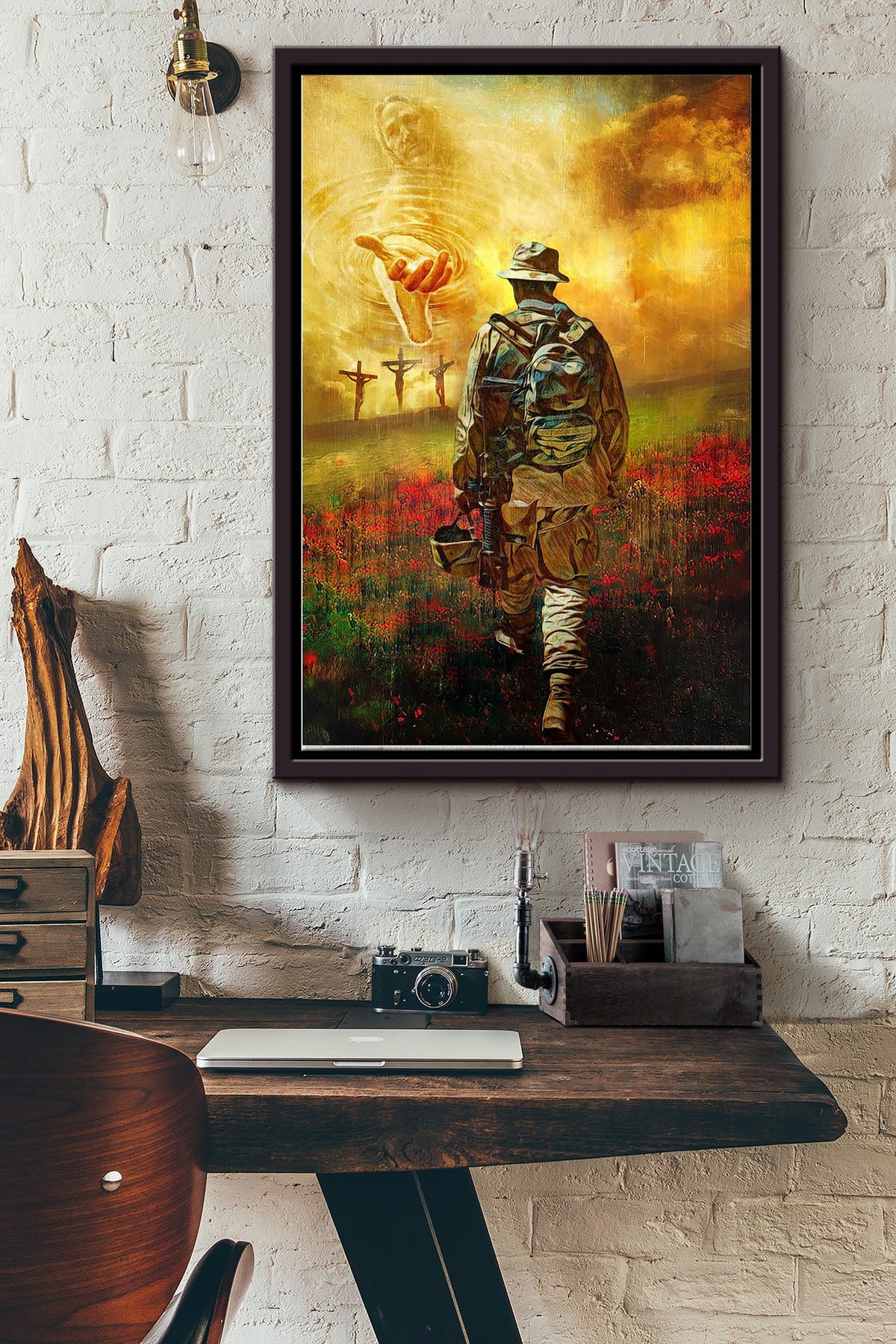 God Take Veteran To The Heaven Poster Framed Matte Canvas