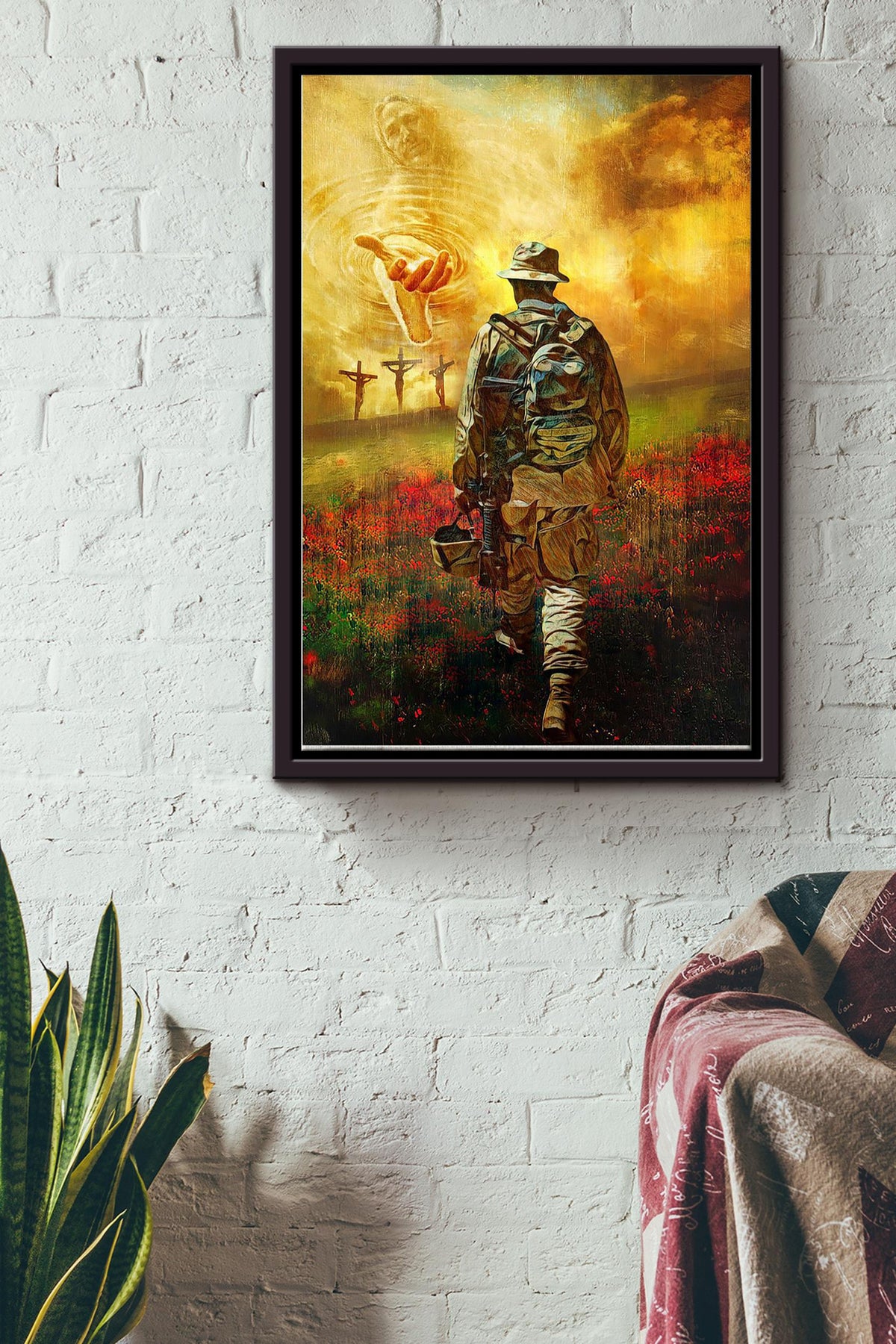 God Take Veteran To The Heaven Poster Framed Matte Canvas