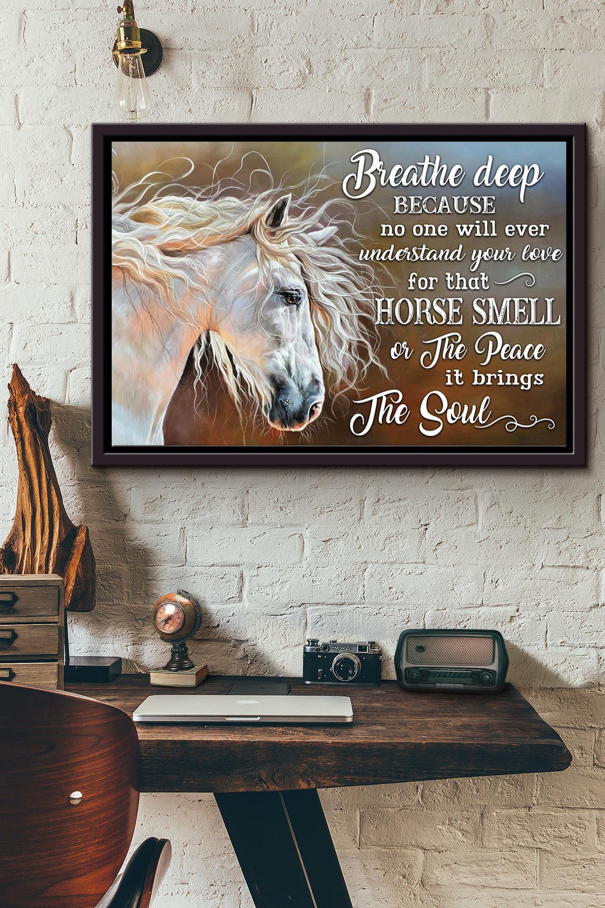 Horse Breathe Deep Keep Calm Poster n Framed Matte Canvas