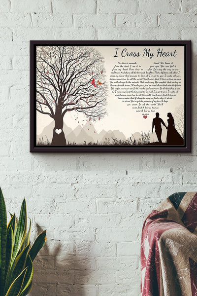 I Cross My Heart Lyrics Tree Heart Poster n Framed Matte Canvas