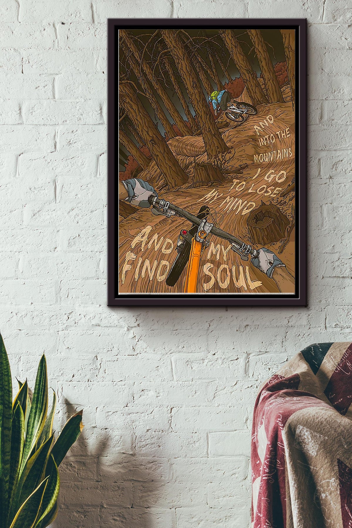 Into The Mountain I Go To Lose My Mind And Find My Soul Cycling Hiking Mountain Poster Framed Matte Canvas