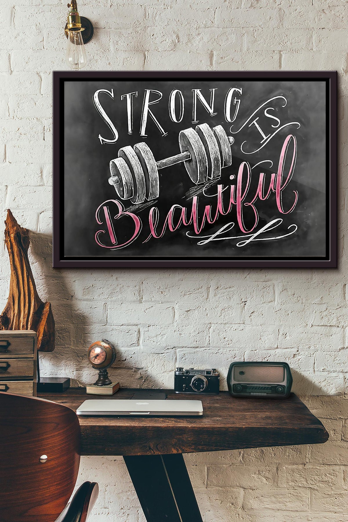 Fitness Strong Is Beautiful Poster n Framed Matte Canvas