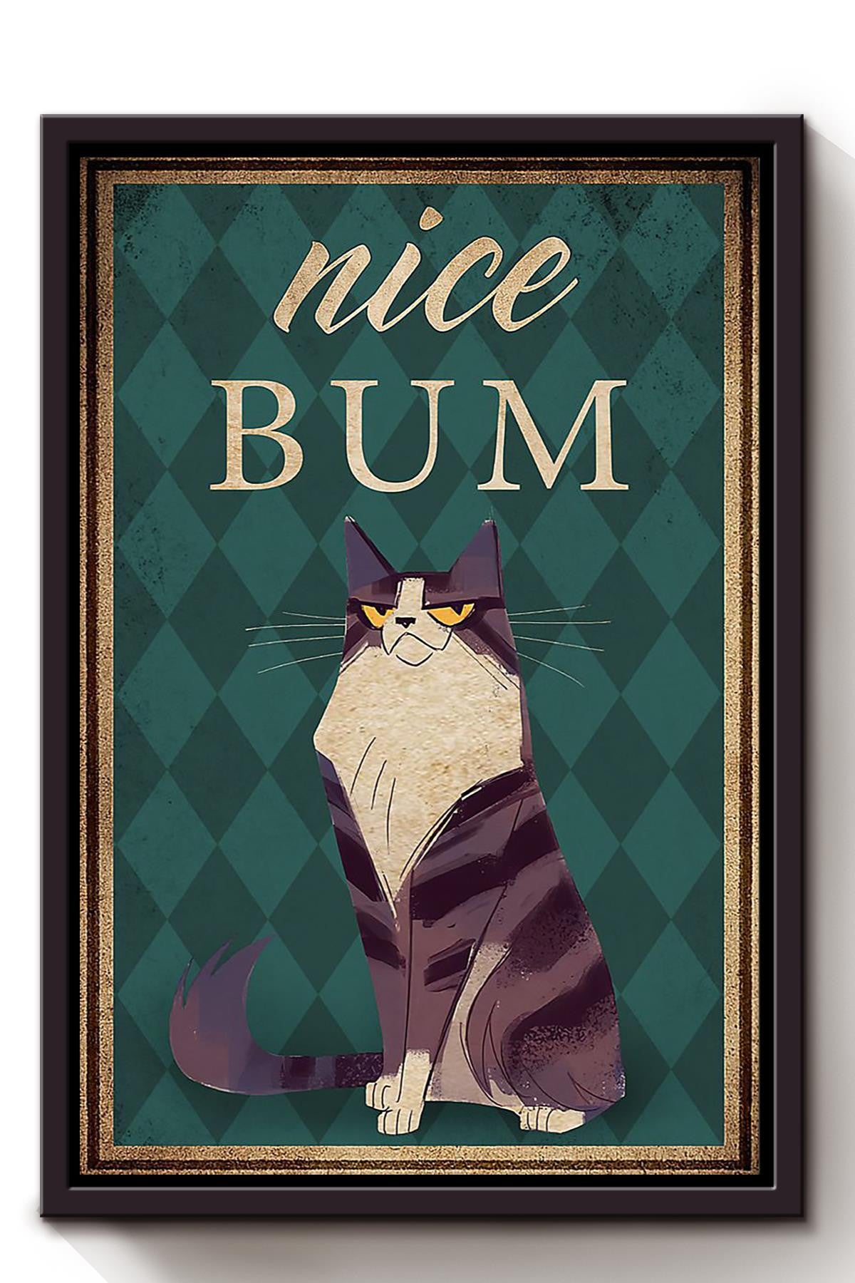 Funny Cat Nice Bum Vintage Retro Gift For Cat Lover Framed Canvas