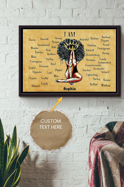 Afro Girl Personalized Poster - Women Wall Art - Gift For African Woman Home Decor Framed Matte Canvas Framed Prints, Canvas