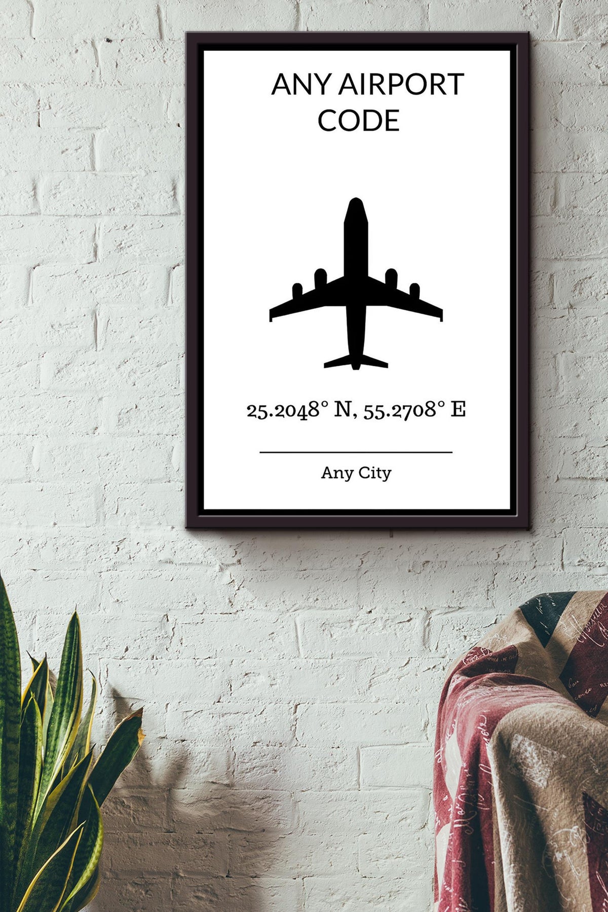 Airport Code Any City Airplane Office  Gift Gift For Pilot Retirement Home Decor Gift Framed Canvas Framed Prints, Canvas