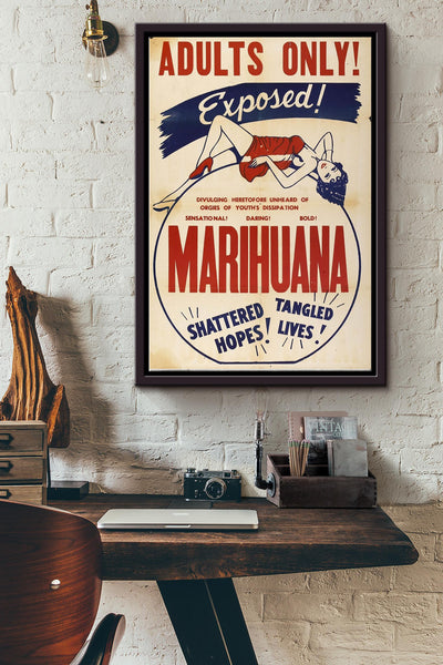 Adults Only Marihuana Exposed Poster Framed Matte Canvas
