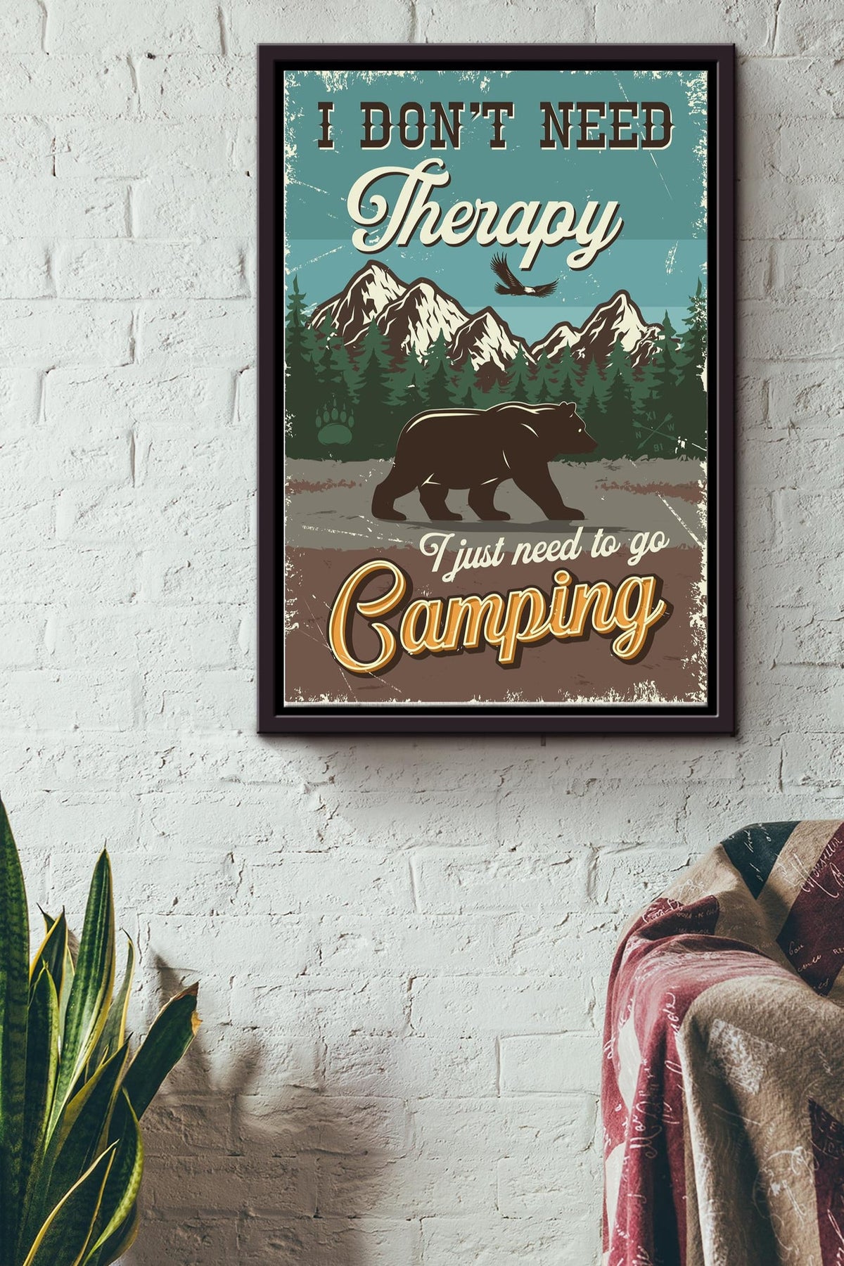 I Dont Need Therapy Just Need Camping Poster - Traveling Wall Art - Gift For Camper Hiker Hiking Mountain Lover Framed Matte Canvas Framed Prints, Canvas