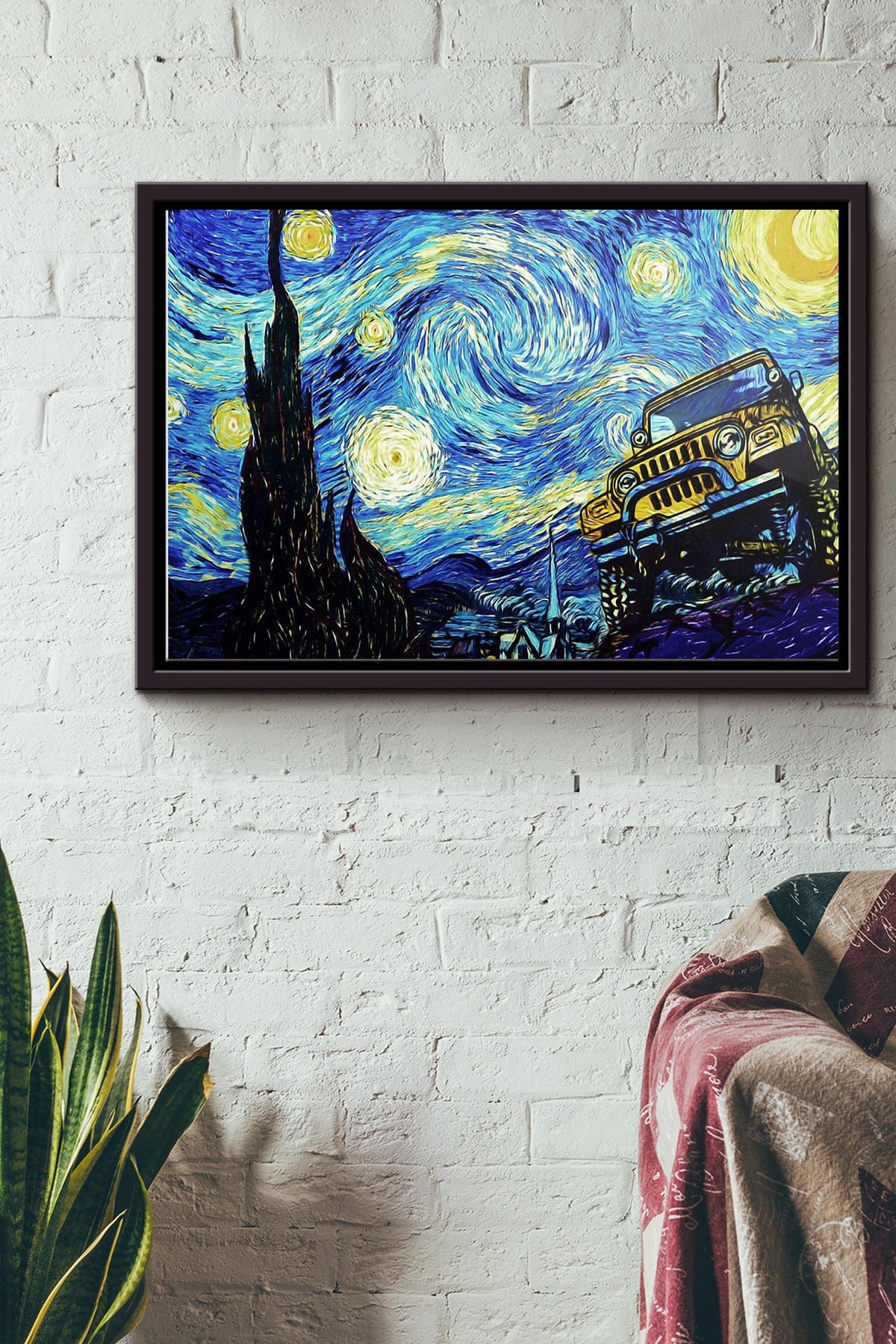 Jeep Starry Night Van Gogh Poster n Framed Matte Canvas