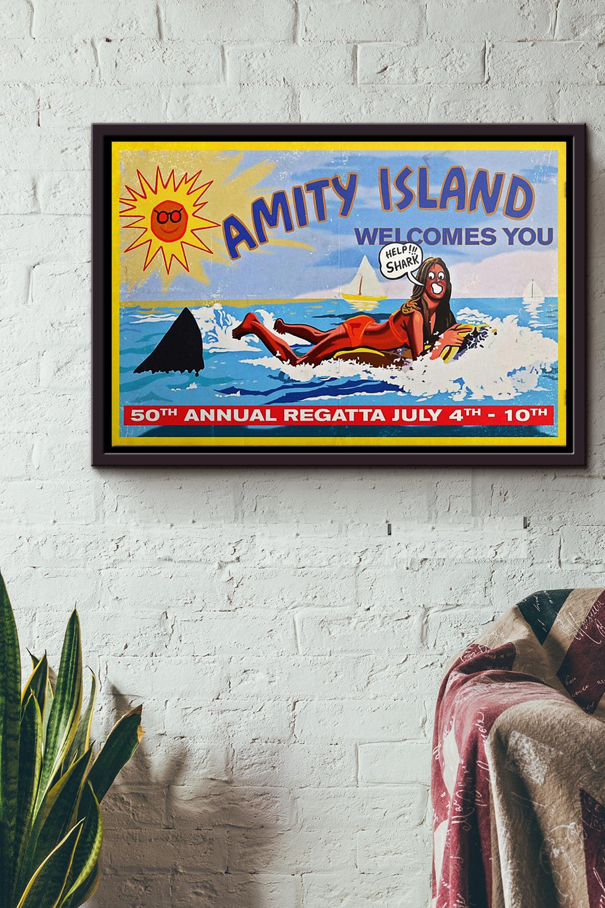 Amity Island Welcomes You Poster n Framed Matte Canvas