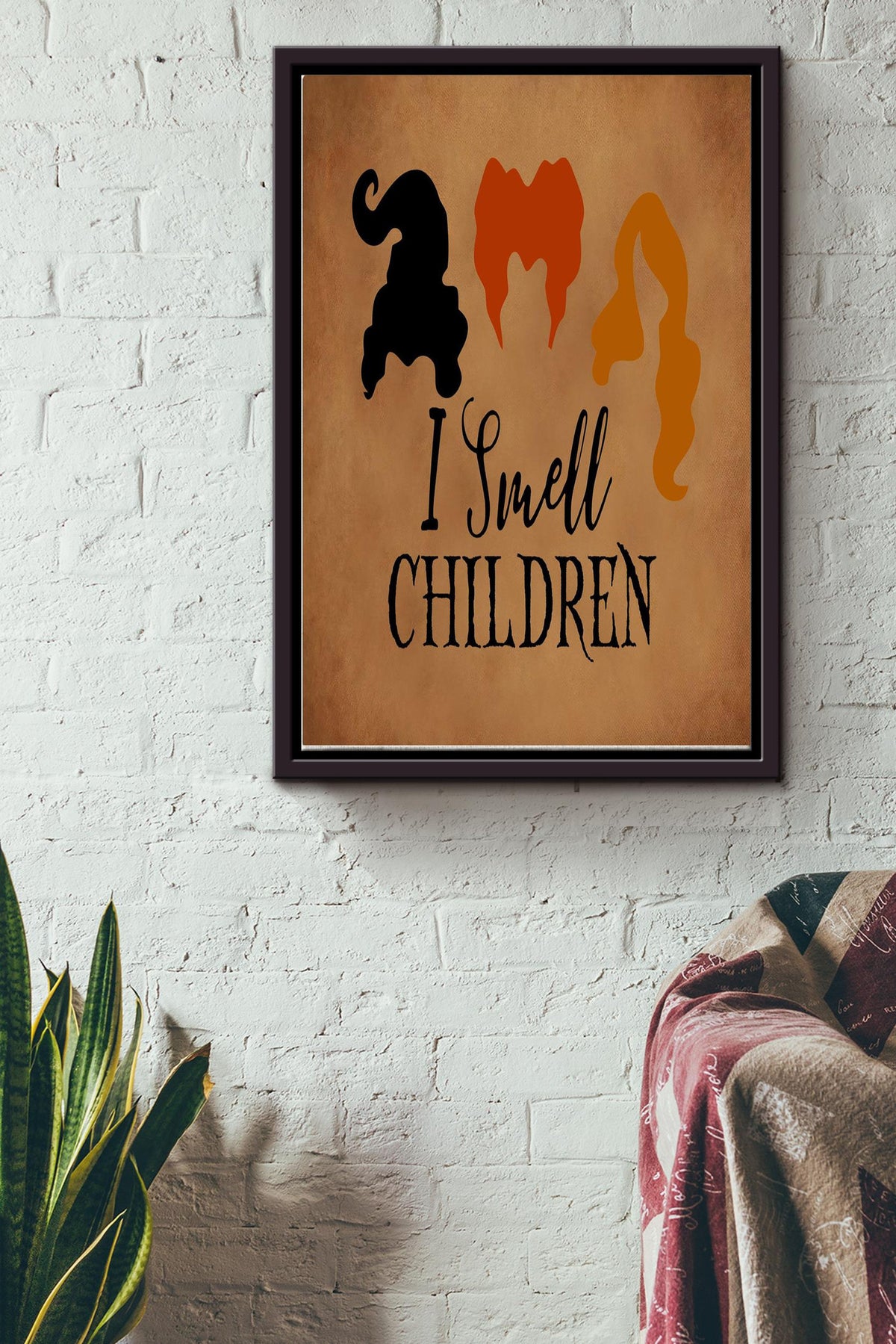I Smell Chidren Poster - Witch Wall Art - Gift For Home Decor Funny Housewarming Gift Halloween Decor Kids Framed Matte Canvas Framed Prints, Canvas