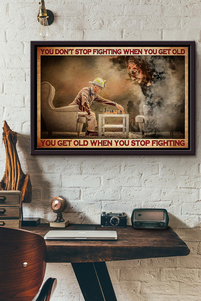 Chess Playing You Dont Stop Fighting When You Get Old Poster n Framed Matte Canvas