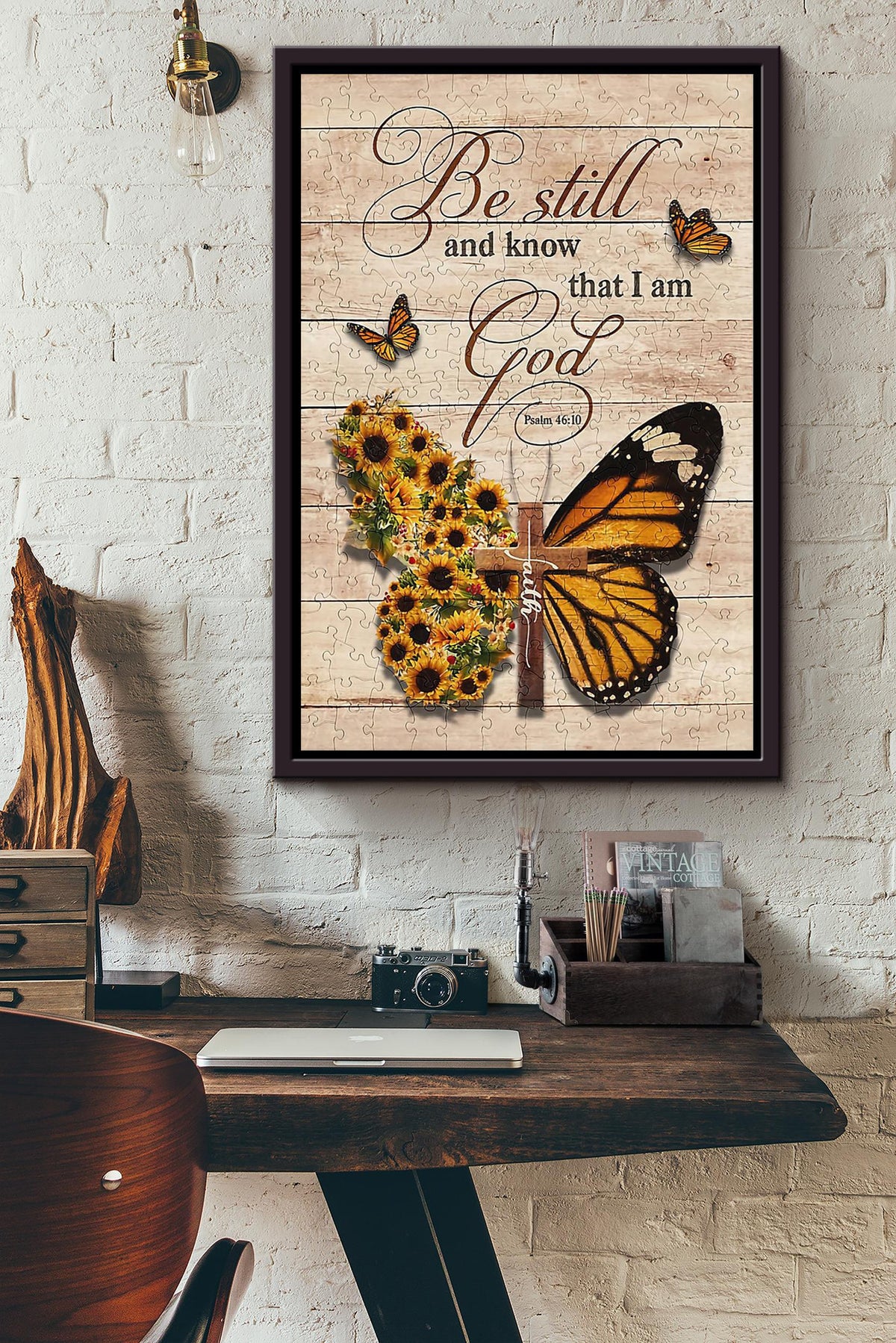 Bestill And Know That I'm God Memorial Quote Wall Art Gift For Christant Framed Canvas Framed Prints, Canvas