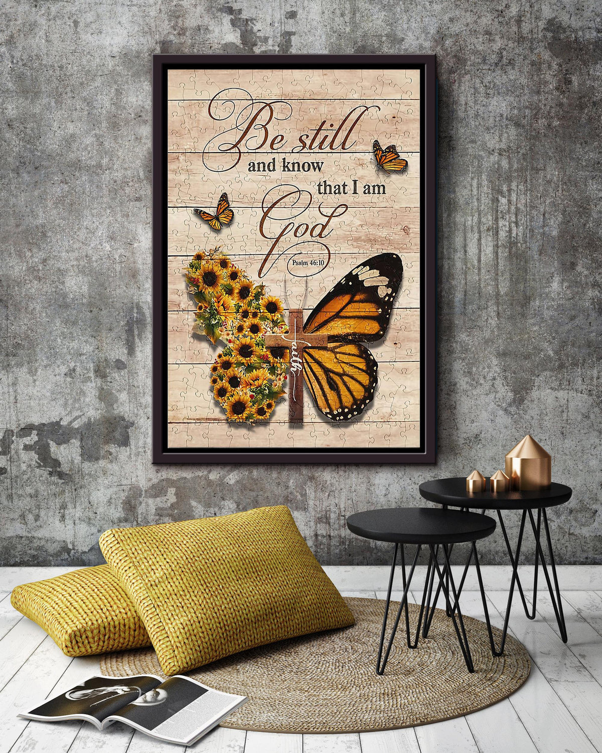 Bestill And Know That I'm God Memorial Quote Wall Art Gift For Christant Framed Canvas Framed Prints, Canvas