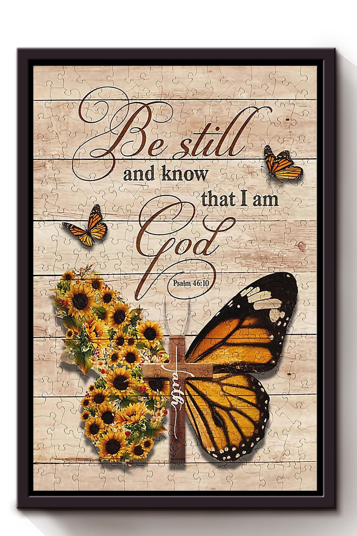 Bestill And Know That I'm God Memorial Quote Wall Art Gift For Christant Framed Canvas Framed Prints, Canvas