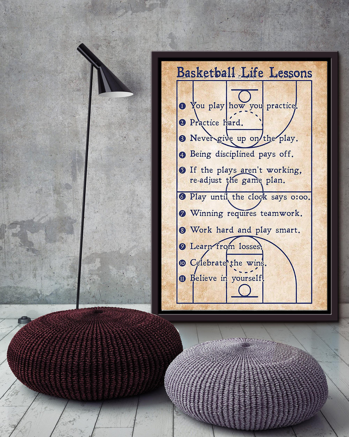 Basketball Life Lessons Basketball Wall Art For Basktball Club Decor Framed Canvas Framed Prints, Canvas