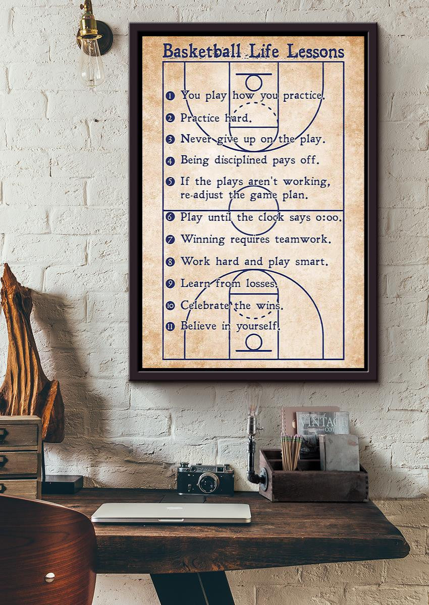Basketball Life Lessons Basketball Wall Art For Basktball Club Decor Framed Canvas Framed Prints, Canvas