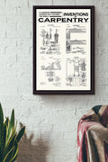 Inventions Of Carpentry Poster Framed Matte Canvas