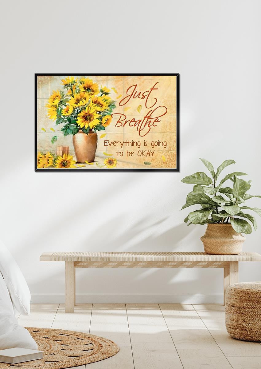 Just Breathe Everything Gonna Be Okay Inspiration Quote Wall Art For Home Decor Housewarming Framed Prints, Canvas
