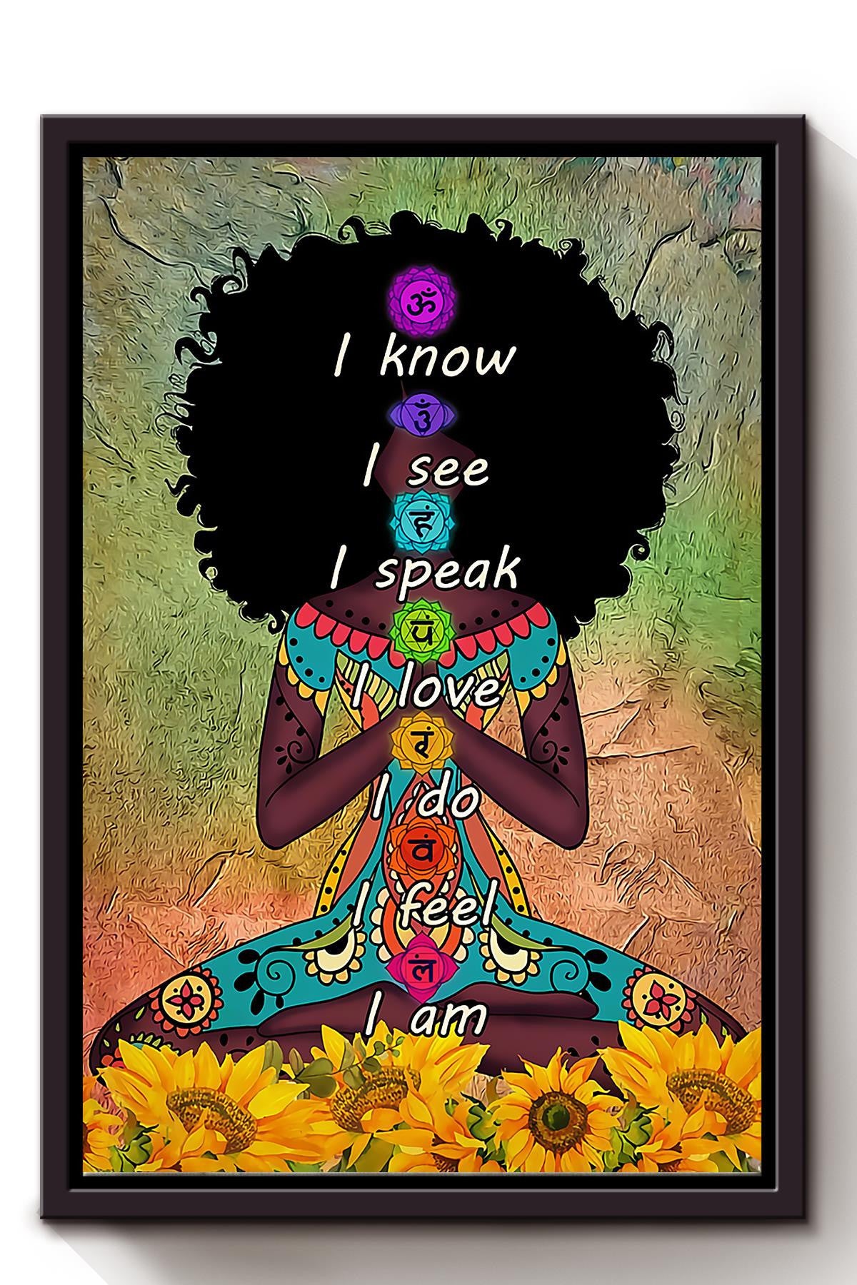 Black Queen Yoga With Sunflowers Wall Art For Yoga Lover Yoga Studio Decor Framed Matte Canvas Framed Prints, Canvas